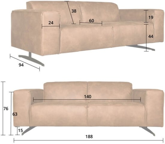 2 zits bank lambada | leer colorado cognac 03 | 1.88 mtr breed 9200000085086069_44