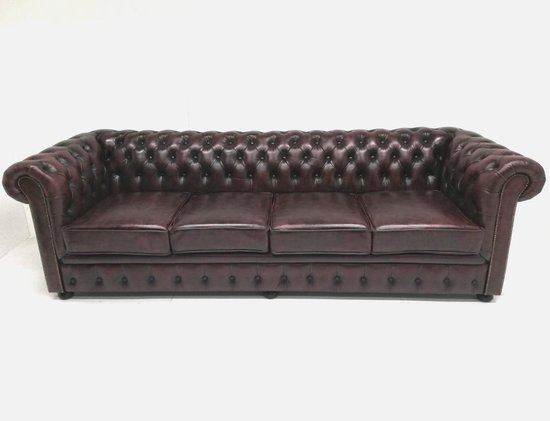 Chesterfield bank springfield 4 zits met 4 kussens leder burgundy (bordo rood) 7a0vvx61j84j