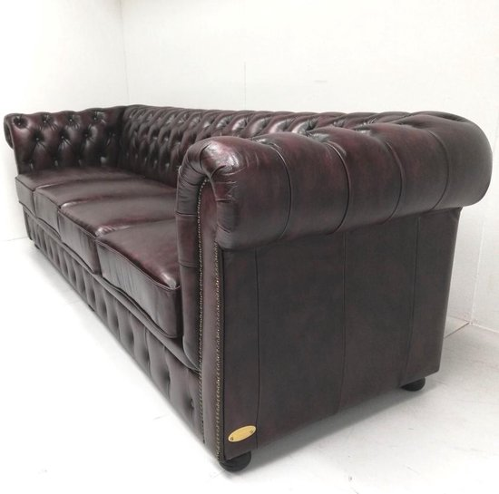 Chesterfield bank springfield 4 zits met 4 kussens leder burgundy (bordo rood) gkemm2pjqyrd