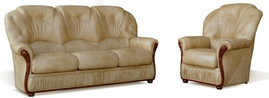 Driezitsbank en fauteuil daphne van 100% buffel leer beige l 183 cm x h 97 cm x d 91 cm yxn17pwprp9k xwkq2m