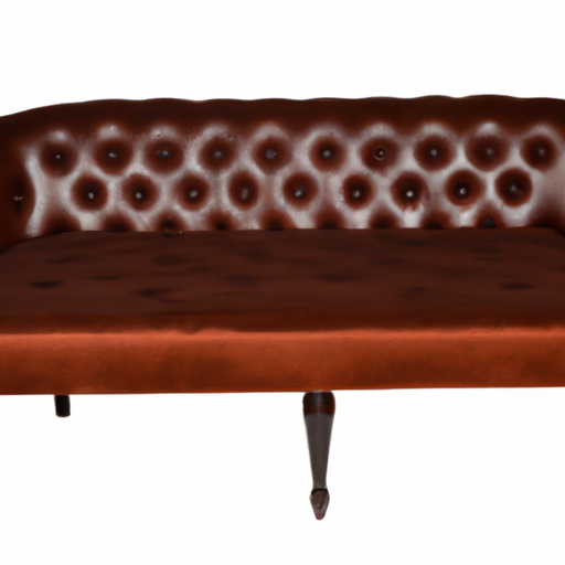 Een traditionele chesterfield 2-zitsbank in vintage bruin leer met ronde armleuningen