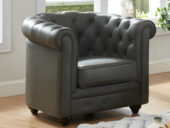 Fauteuil van buffelleer chesterfield grijs l 82 cm x h 72 cm x d 78 cm 3pqdxppvkkkn zwyzw7