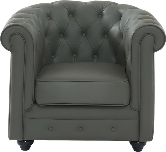 Fauteuil van buffelleer chesterfield grijs l 82 cm x h 72 cm x d 78 cm 4qr03ppgyll0 zwyzw7