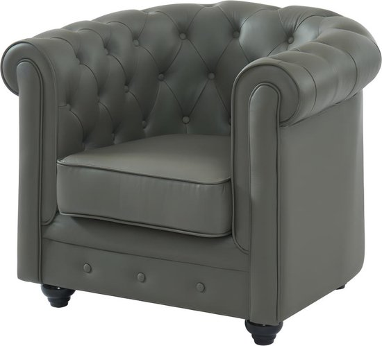 Fauteuil van buffelleer chesterfield grijs l 82 cm x h 72 cm x d 78 cm 8xyln00kbj4r zwyzw7