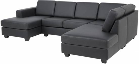 Fyn wise hoekbank u vorm met chaise longue links bonded leather zwart 92000000840551530