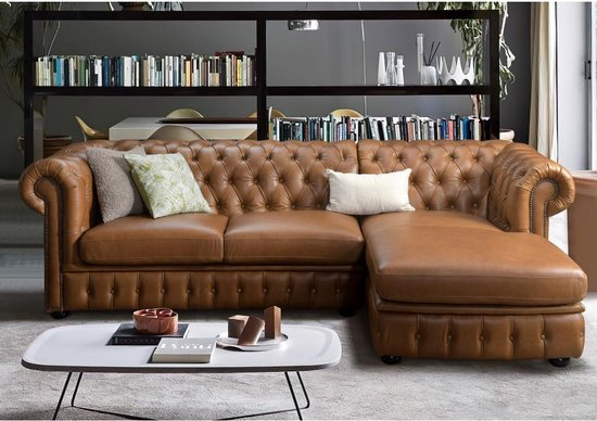 Linea sofa hoekbank chesterfield brenton 100% buffelleer hoek rechts vintage caramel l 274 cm x h 82 cm x d 166 cm e2golrkk8yzm wqvj7j