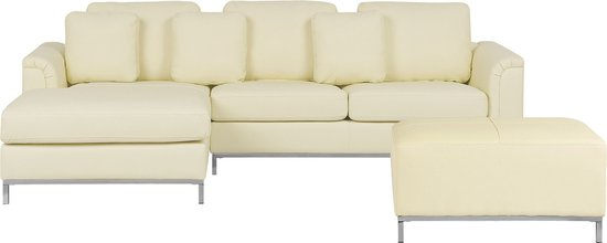 Oslo hoekbank met ottomaan beige rechterzijde 270 cm leer 0mp28wz73zwn gwdxn6