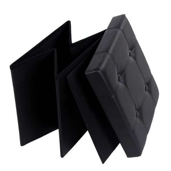Songmics / vasagle hocker zwarte kunstleren zitstoel met opslag kruk poef 38 x 38 x 38 cm j6onxvkmzoql