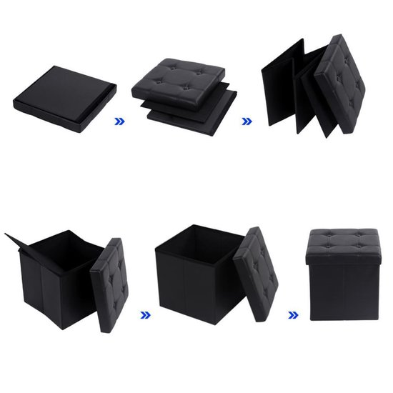 Songmics / vasagle hocker zwarte kunstleren zitstoel met opslag kruk poef 38 x 38 x 38 cm j6onxvn96ywy