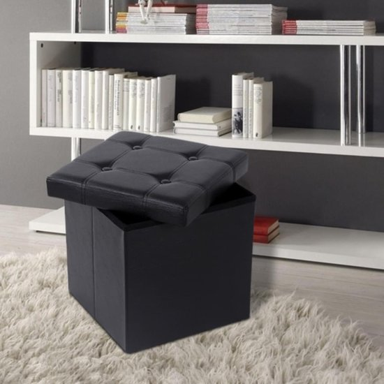 Songmics / vasagle hocker zwarte kunstleren zitstoel met opslag kruk poef 38 x 38 x 38 cm r6zyj3xpyl9r
