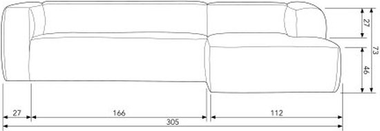 Woood hoekbank rechts bean recycle leer cognac 73x305x96 d7ajoarmj186 nk3qvr